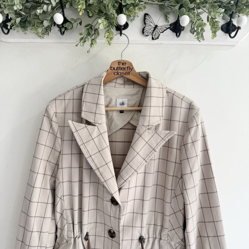 Cabi Windowpane Button Drawstring Jacket Large Ts - image 2